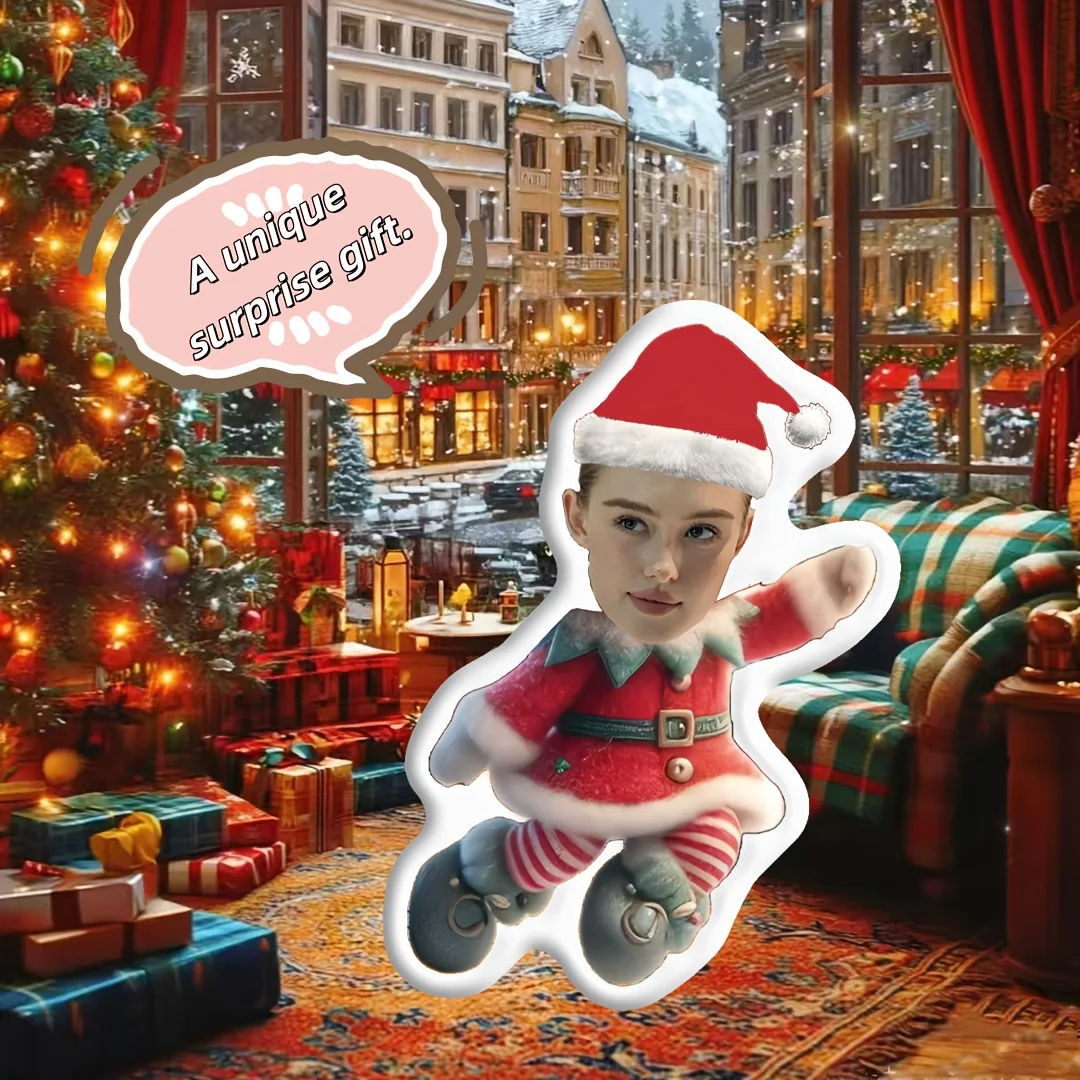 Custom Face Image Red Little Christmas - Pillow - Thanksgiving Unique Commemorative Pillow Soft Personalized 3D Printing Effect