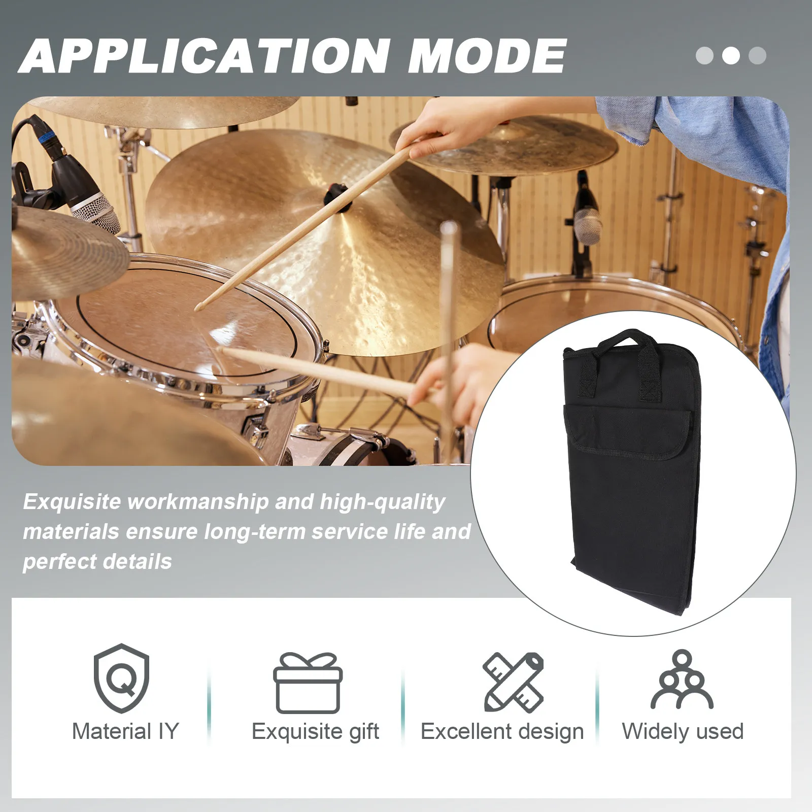 1Pcs Drumstick Bag Oxford Cloth Sturdy Long-Lasting Drum Stick Holder Portable Storage Pouch Suitable for Practice Performance