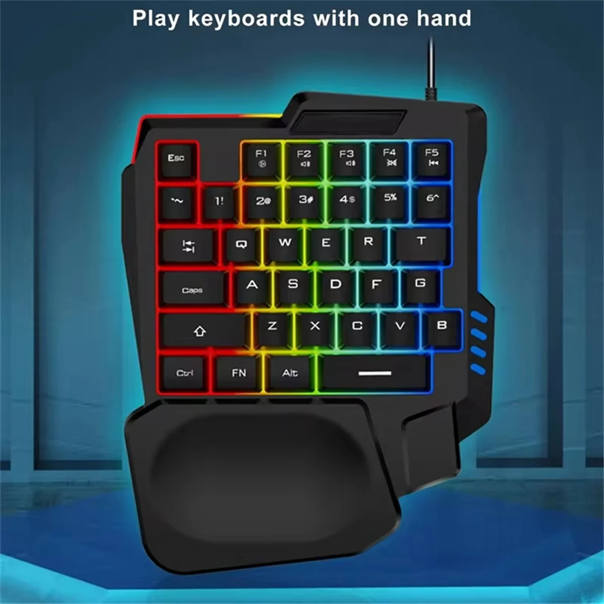 新しいゲーミングキーボード片手 USB 有線 35 キー人間工学 RGB バックライトミニキーボードラップトップデスクトップ PC スマートフォン用