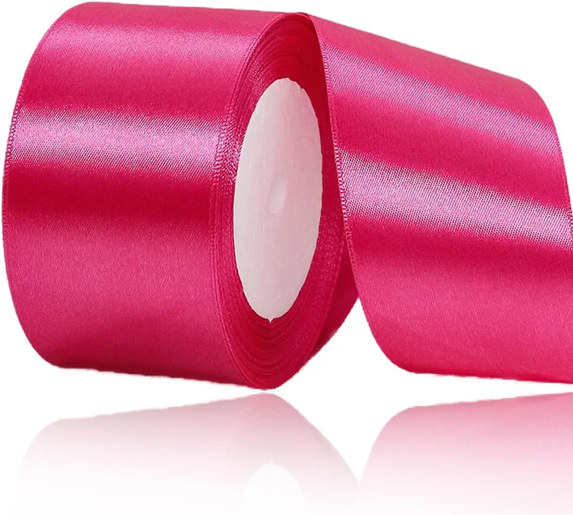 Solid Color Hot Pink Satin Ribbon, 1 Inches x 25 Yards Fabric Satin Ribbon for Gift Wrapping, Crafts, Hair Bows Making, Wreath