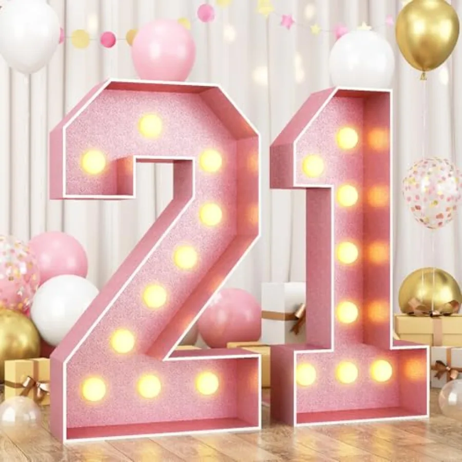 

21 Light Up Numbers 4Feet Large Light Up Numbers 21 Pink 21 Marquee Mosaic Number Big 21 Number 4 Feet Tall DIY Frame Pre-Cut F