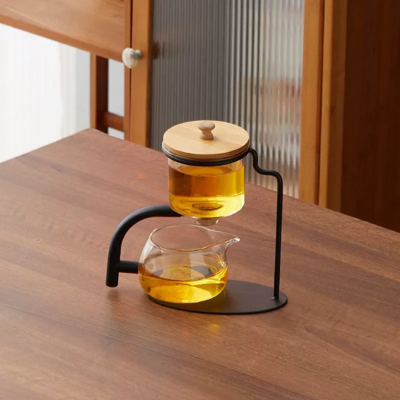 1 Set Automatic Glass Teapot Set, Magnetic Diversion, Rotating, Lazy Kungfu, Drinking