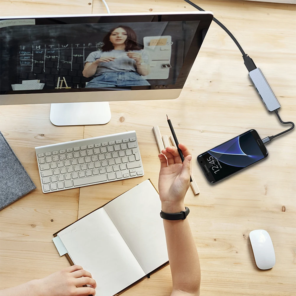 Концентратор USB C 6 в 1 100 Вт PD 4K HDMI-совместимый USB C-ключ USB 3.0 USB 2.0 USB-разветвитель для ноутбуков USB C и других устройств типа C