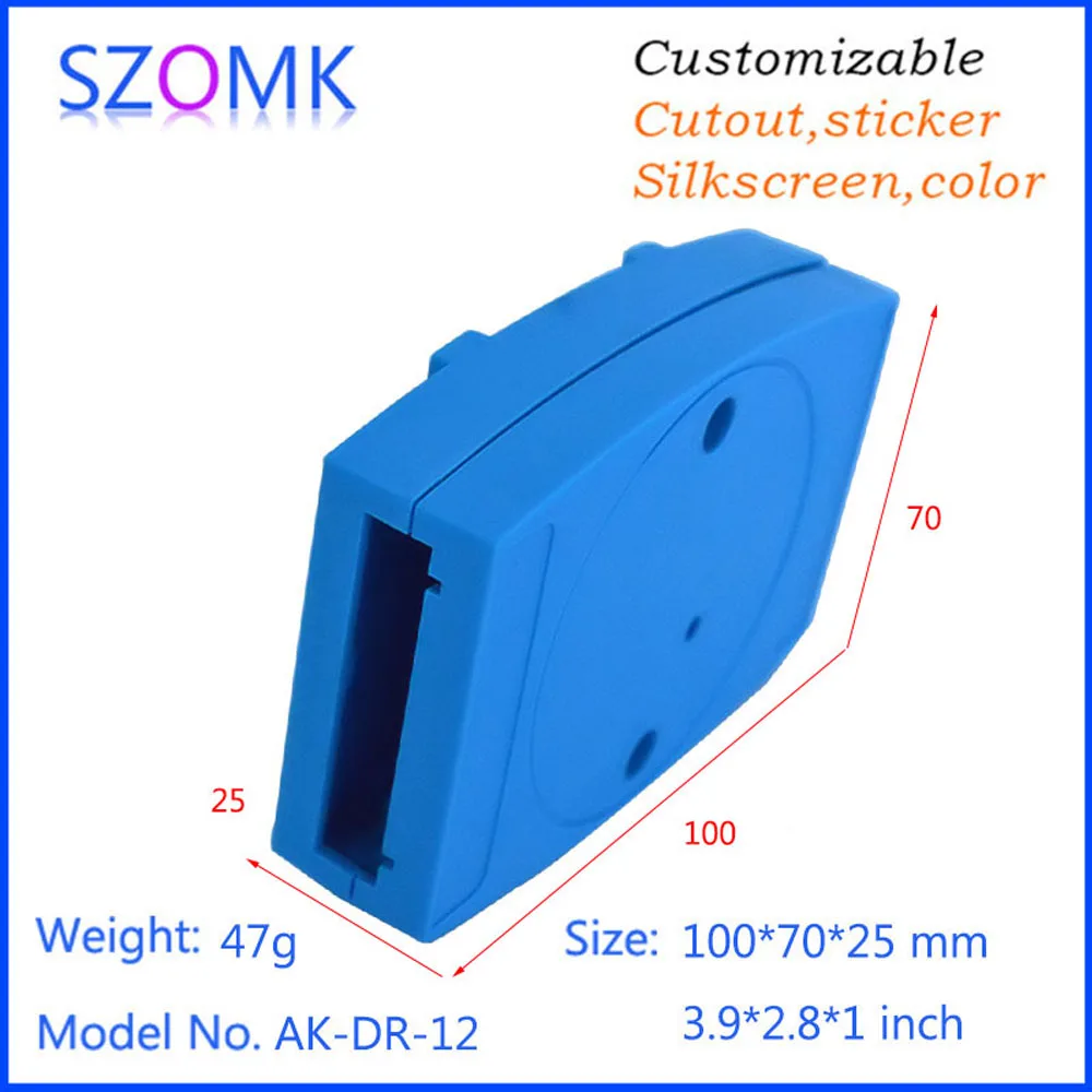 SZOMK Din rail enclosure box electronic project 1PCS 100*70*25mm abs wall mounting blue plc din rail plastic enclosure