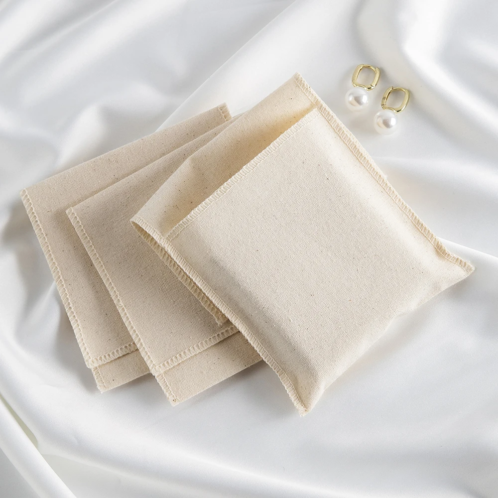 10Pcs Canvas Muslin Envelope Flap Bag Natural Cotton Jewelry Pouches For Box Book Phone Power Bank Headset Organizer Travel Sack