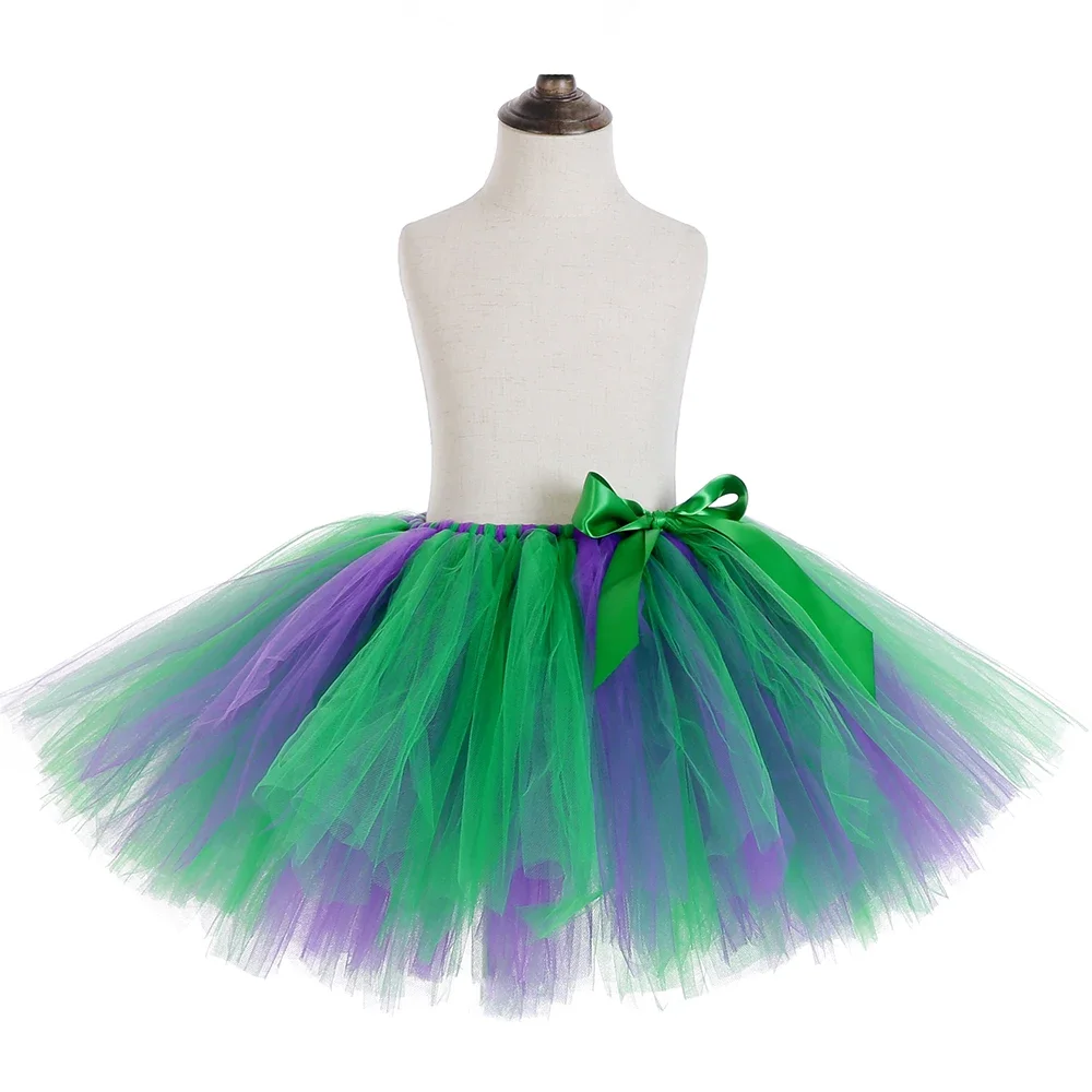 Girls Little Mermaid Tutu Skirt Green Purple Kids Fluffy Tulle Skirt Children Toddler Baby Girl 1st Birthday Tutu Costume Outfit