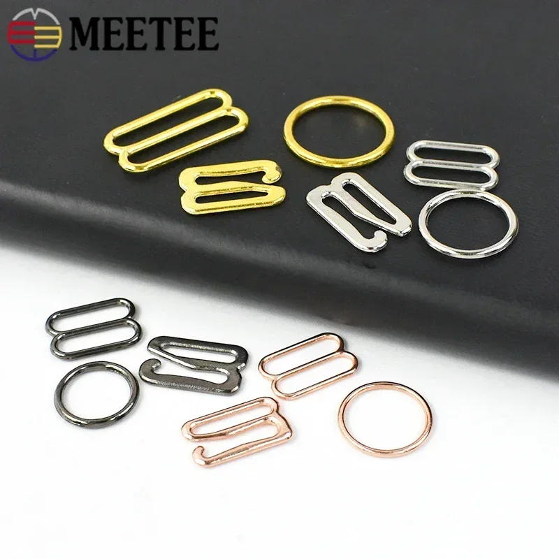 50Sets(150Pcs) 6-25mm Metal Bra Buckle Bikini O Ring Sliders Clasp Underwear Strap Connectors Adjust Button Hardware Accessories