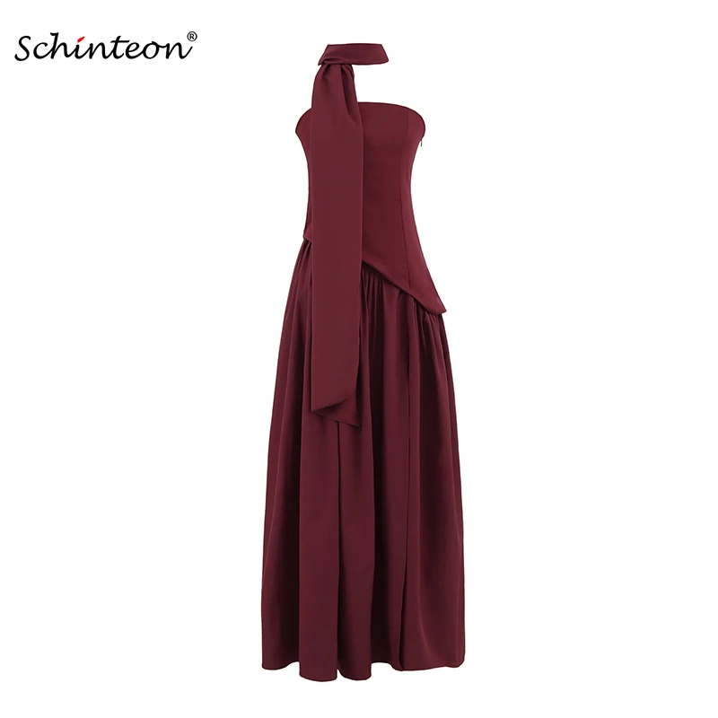 Schinteon – robe longue dos nu, sans bretelles, montée sur le cou, robe de soirée élégante de haute qualité pour fête de mariage, été 2025