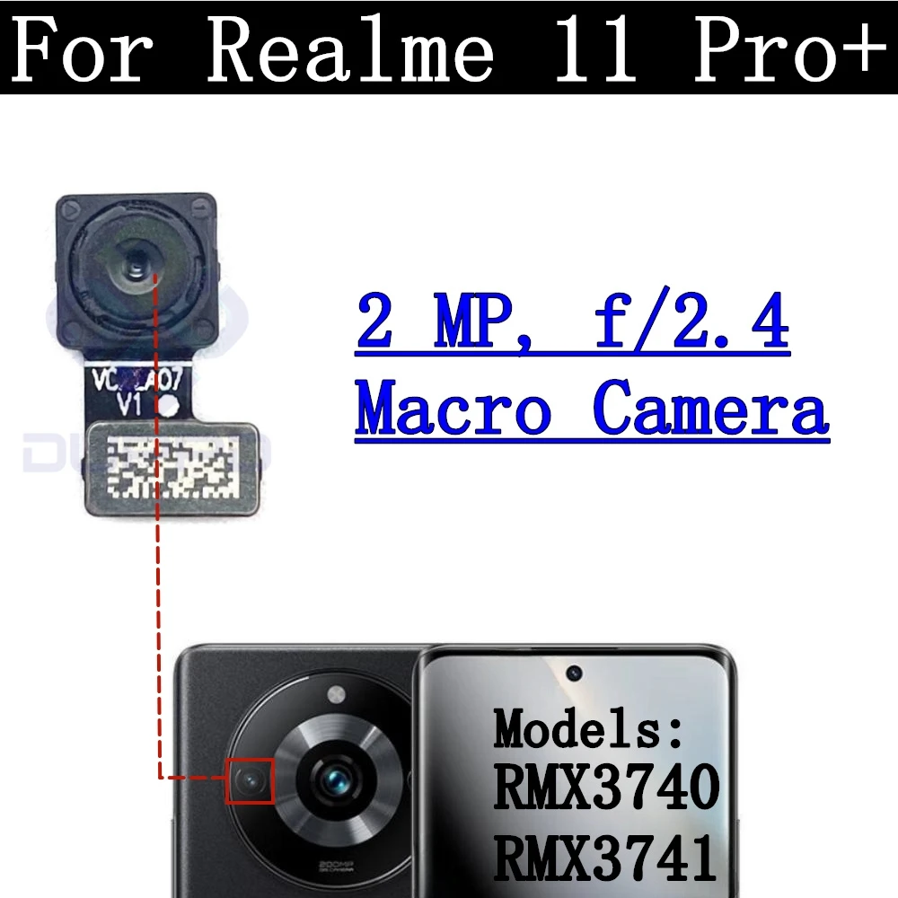 Back Camera Lens Glass For Realme 11 Pro+ 11Pro+ Plus Front Small View Facing Main Rear Camera Module Flex Parts