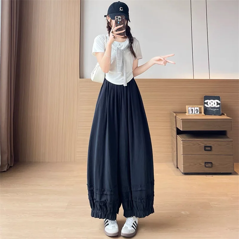 

Cotton Linen Lantern Pants Spring Summer Loose Thigh Pants Solid Color Versatile Commuting Pants Women's Casual Pant