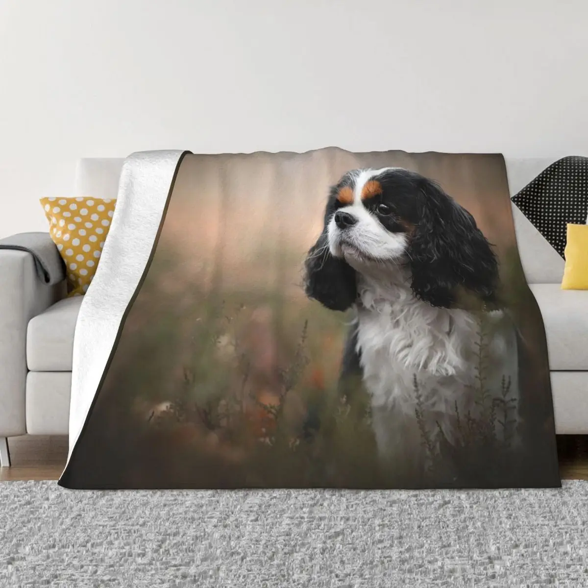 

Cavalier King Charles Spaniel Blanket Coral Fleece Plush Winter Cute Animal Dog Lover Thin Throw Blankets for Sofa Office Quilt