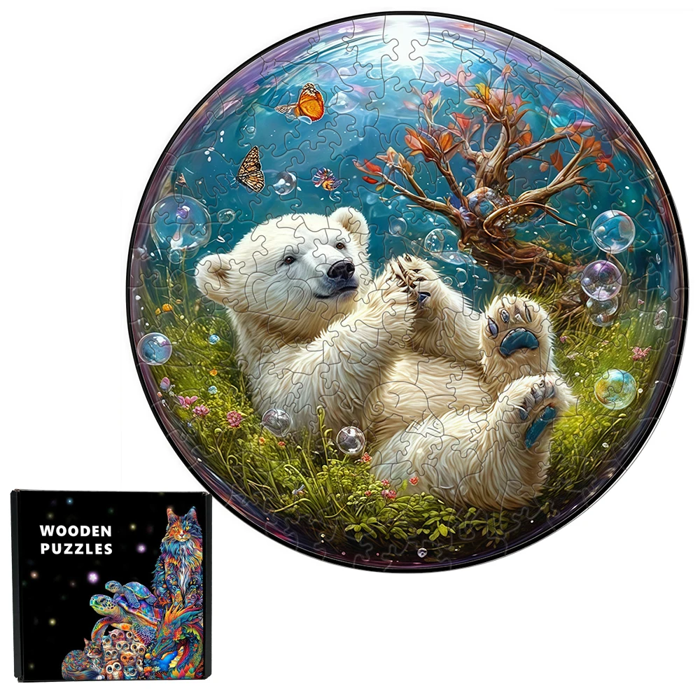 

3D Polar Bear Wooden Jigsaw Puzzle for Adults Games Holiday Gift Home Decor Scenery Wooden Art Puzzles Children's Puzzle Toys