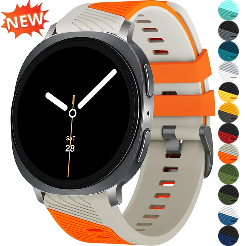 Silicone Sport Band for Samsung Galaxy Watch 9/8 40/44 8Classic 46mm Two Tone Soft Strap Comfort Sport Replacement Wristband