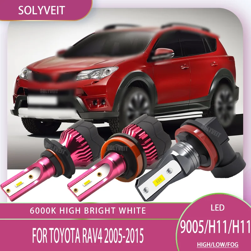 

2/4/6pcs Led Bulbs Hi/Low/Fog 360 degree light Luces Lamp HB3 H11 H8 For Toyota RAV4 2005 2006 2007 2008 2009 2010 2011-2015