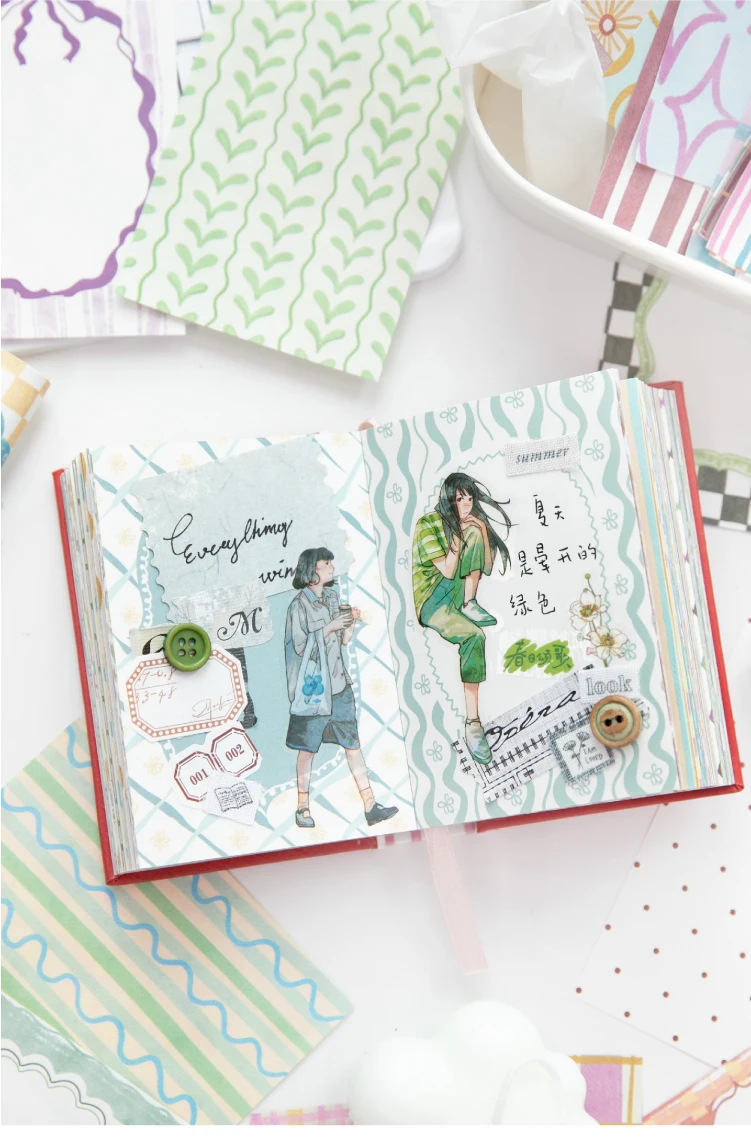 Journal GO 100 Stück Moonlight Wish Book Notizblöcke mit Gittermuster für Scrapbooking, Tagebuchmaterial, Collage, Journal-Hintergrund – Detail 9