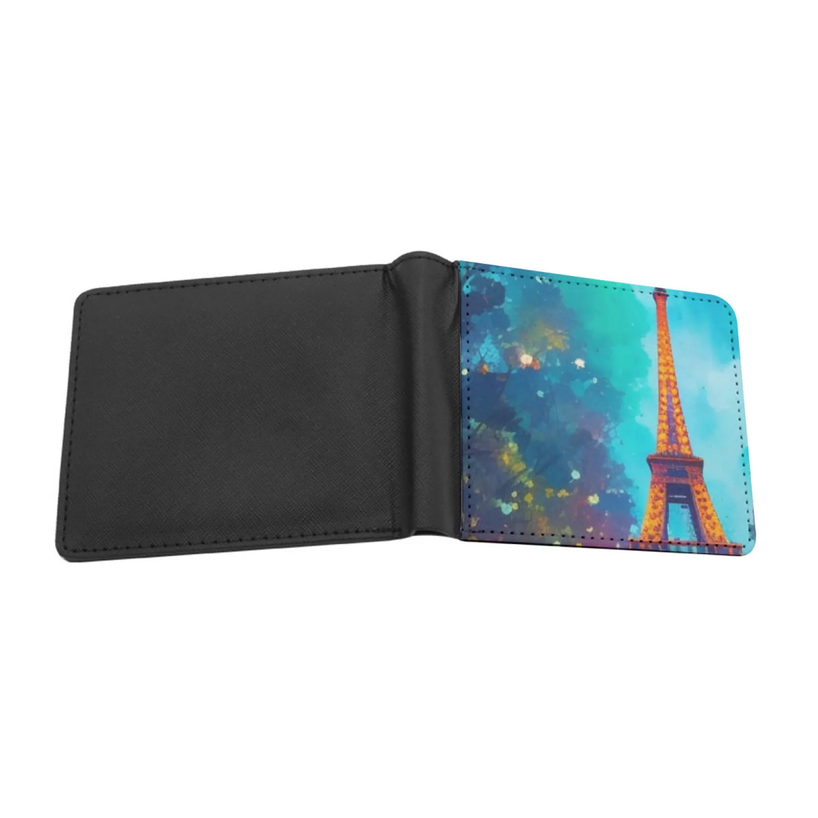 City Of Love Personalized Men's Leather Wallet Credit Card Pouch Purse Eiffel Tower Eiffel Tower Art France Paris Eiffel Tower