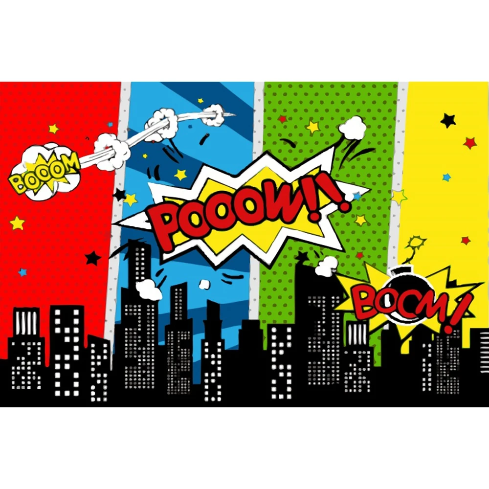 Super Hero Backdrop City Guard Boy Birthday Backdrops Photography Background Kids Party Banner Decor Superhero Studio Shooting