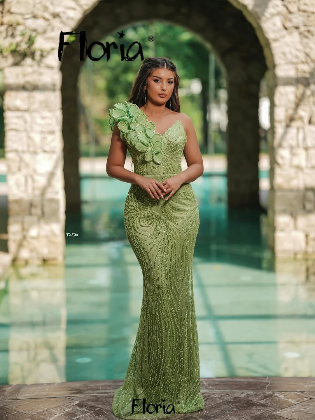 

New Green One Shoulder Prom Dress Maxi Long Party Events Gown Crystals Sparkly Wedding Guest Gown 2025 Customized Birthday Robe
