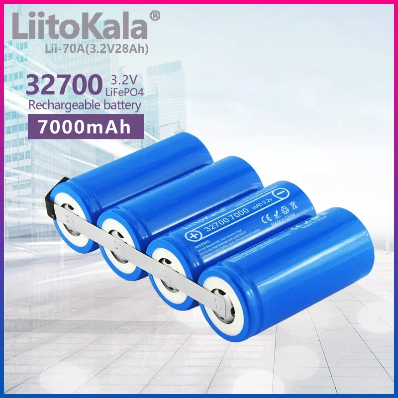 

LiitoKala Lii-70A 3.2v 28ah 32700 7000mAh 4P Rechargeable Lifepo4 High Drain 70A for Battery Pack Diy Vehicle Electric Bicycles