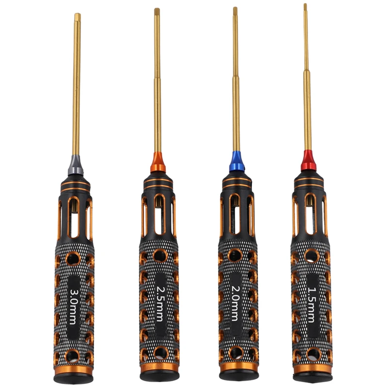 4Pcs/Set Titanium Plating 1.5Mm/2Mm/2.5Mm/3Mm Hexagon Screwdriver Screw Driver Tool For Rc Model Car Boat Airplane