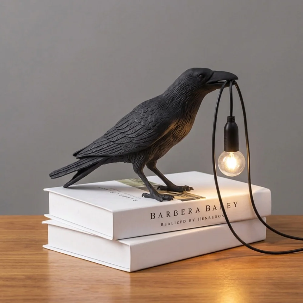 Modern Lucky Bird Table Lamp Creative Resin Animal Design Bedroom Bedside Living Room Home Decor Lighting Fixture