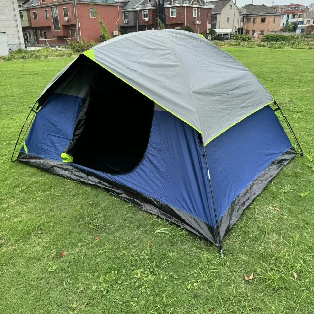 Outdoor Camping Equipment Double Layer Black Coating Portable Tent Multifunctional Sun Protection Windproof Light Blocking