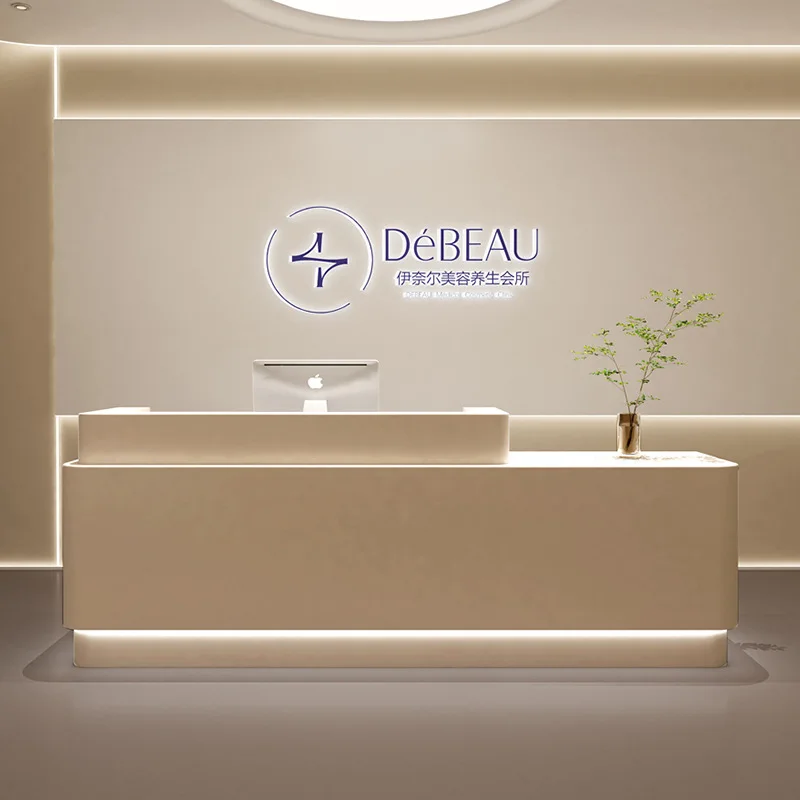 مكاتب الاستقبال لصالون التجميل متجر الملابس مكاتب الاستقبال ذات الغلاف الجوي الحديث أثاث المكاتب البسيط Meja Penulan YS40CC #2