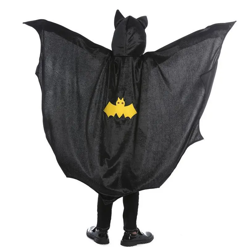 Fantasia infantil de animal, cosplay, morcego, furador com capuz, capa bla, roupa com capuz, design de morcego assustador, poliéster
