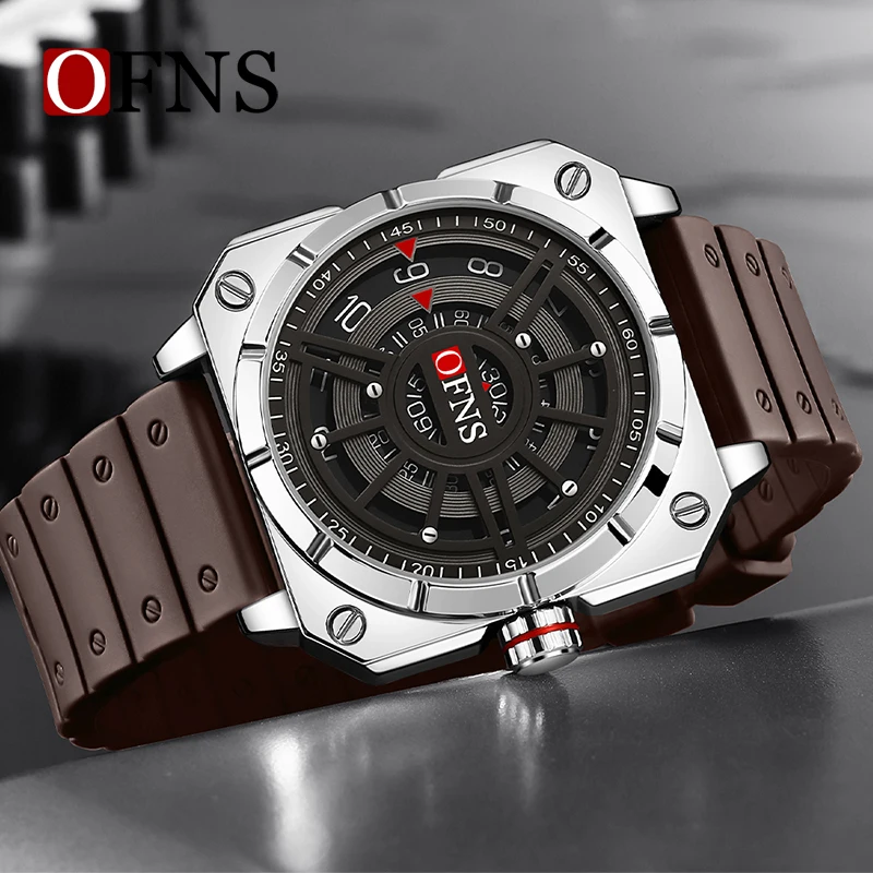 OFNS New Fashionable Men\'s Large Dial Creative Cool And Trendy Quartz Watch Waterproof Business Men\'s Watches Relojes de hombre