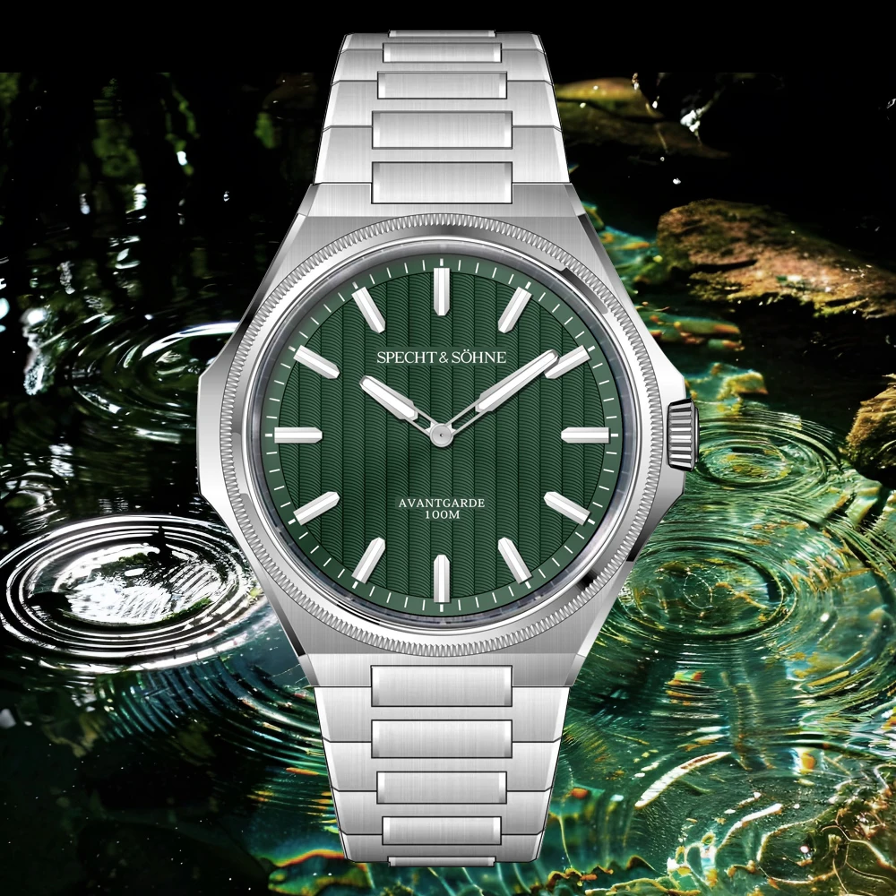 Moda de lujo 2025, productos más vendidos, relojes de pulsera para hombres Specht & Söhne, relojes deportivos verdes ultrafinos para hombre, resistente al agua 100M