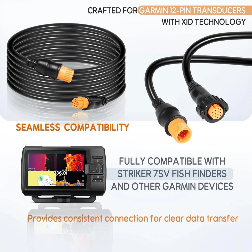 

10FT Transducer Extension Cable Replacement for010-11617-32 12-Pin Marine-Grade Compatible with Garmin Scanning Transducers Airm