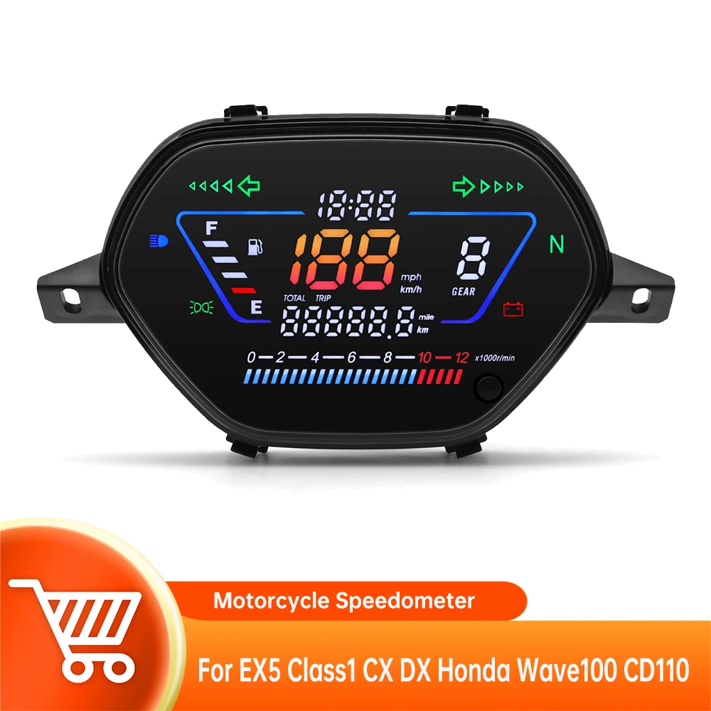 

For EX5 Class1 CX DX Honda Wave100 CD110 Alpha Ori Tokyoda DY110-2F Digital Motorcycle Dashboard Speedometer Odometer Tachometer