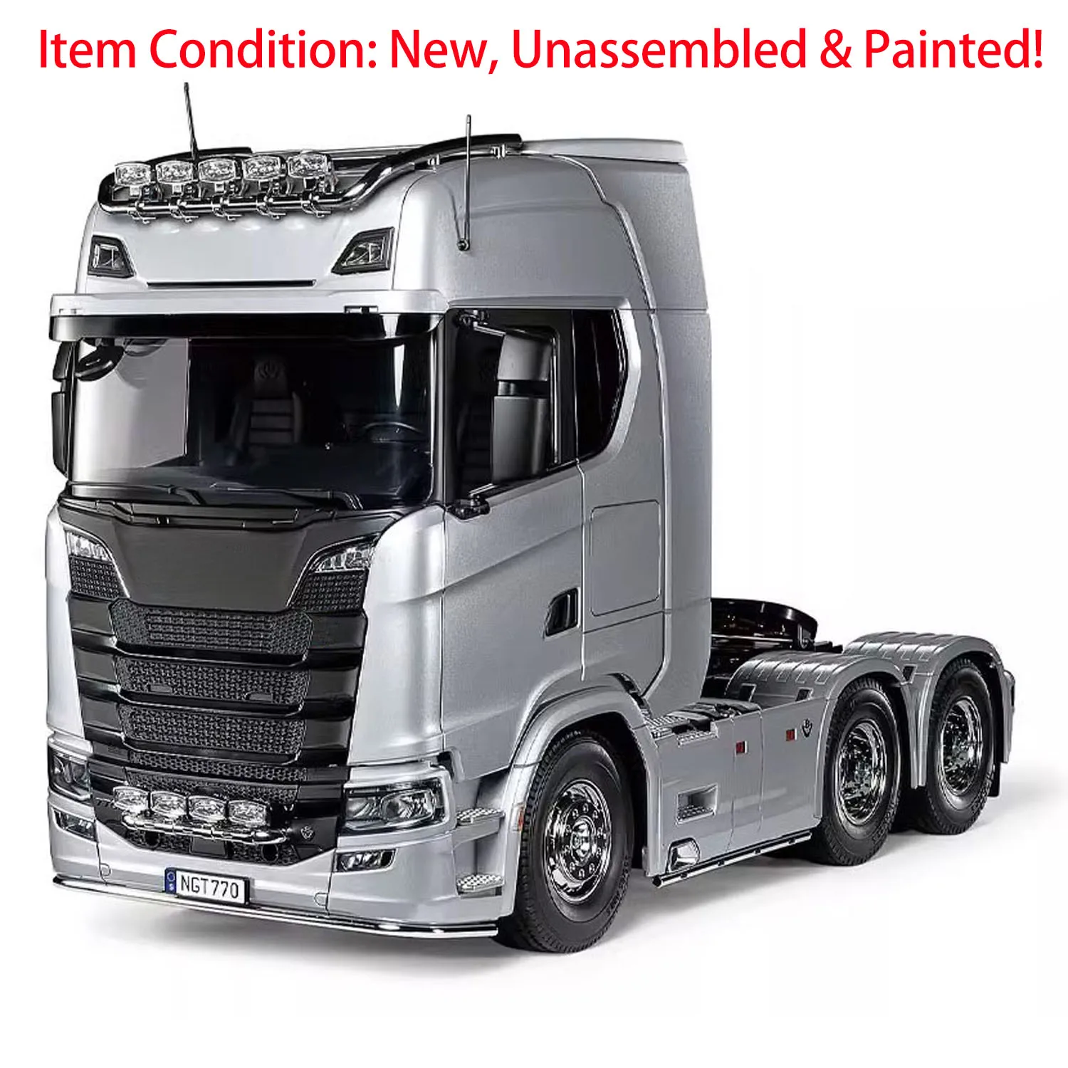 

1/14 Scale 770S RC Tractor Truck Silver 56373 6X4 3-speed Remote Control Car Model Unpainted Kits with Motor RC Toy TH23666