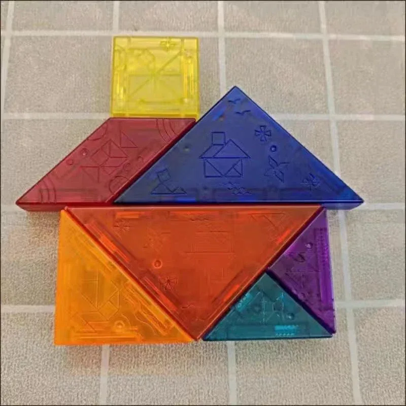 TEMIKIDS 몬테소리 마그네틱 다채로운 3D Tangram 퍼즐 장난감 아이 논리적 사고 훈련 드로잉 보드 게임 교육 완구