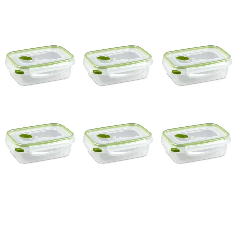 Ultra•Seal™ 3.1 Cup Rectangle, Latching Food Storage Container, Airtight Watertight Seal, Green, 6 Count