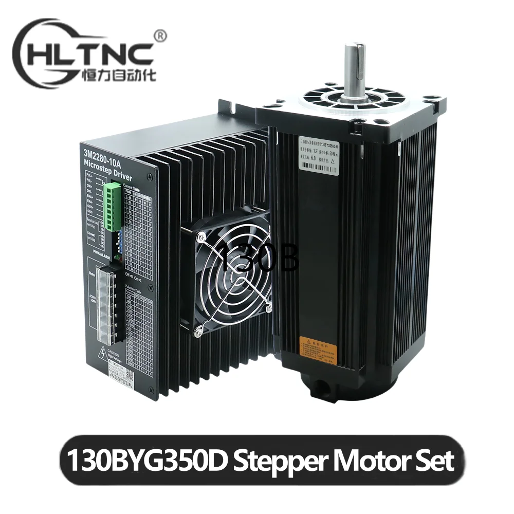 

HLTNC 220V AC 3Phase NEMA52 130mm 50Nm Stepper Motor 130BYGH350D 1.2Degree 6.9A With 3M2280-10A Drive kit For CNC Engraver