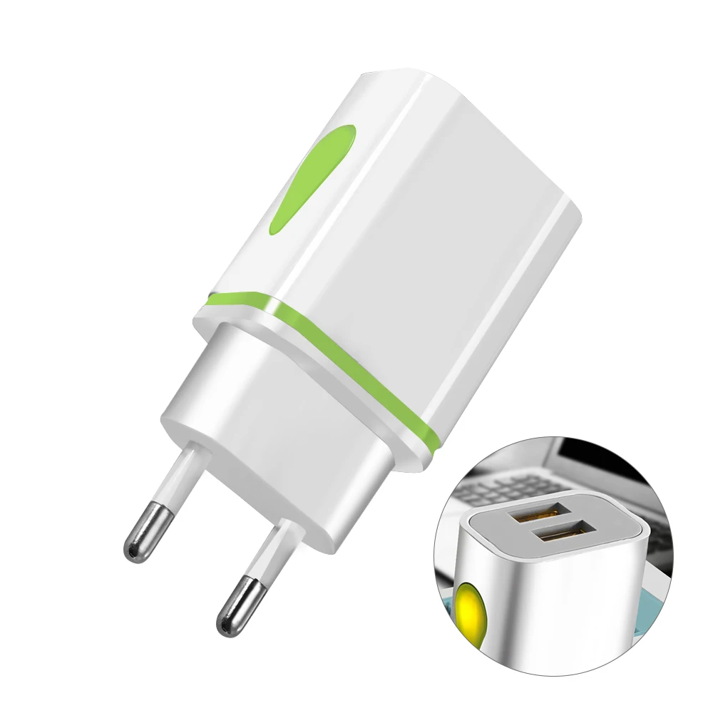 USB Charger Dual Ports 5V 2A Travel Wall Adapter EU US Plug For iPhone 14 15 16 Pro Max Samsung Xiaomi Huawei USB Phone Charger