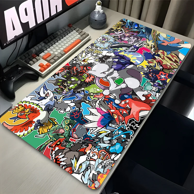 Colorful Gaming Mousepad Laptop Japan Cool Anime Mouse Pad Large XXL P-pokemon Mewtwo Desk Mat PC Gamer Cabinet Keyboard Rug