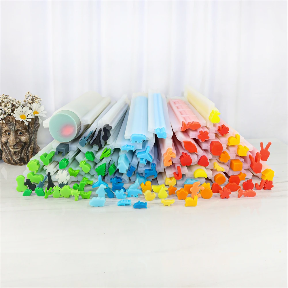50 Style Various Shapes Silicone Soap Tube Mold Flower Butterfly Dolphin Round Heart Pipe Tube Soap Mould DIY Soap Making Tool