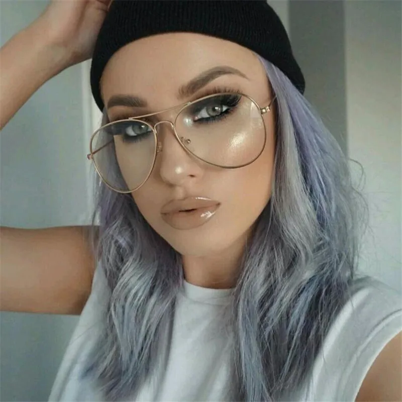 

YURERSH Streetwear Sunglasses Women Big Frame Eyewear Lenses Metal Clear Glasses Trendy Fashion Sun Glasses Female Shades Y90