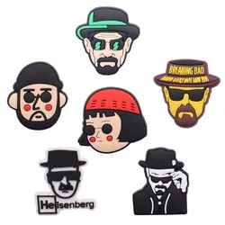 Single Sale 1PCS PVC Cute Cartoon Shoe Charms Man Woman Breaking Bad Garden Shoes Ornaments Slipper Accessories Holiday Present