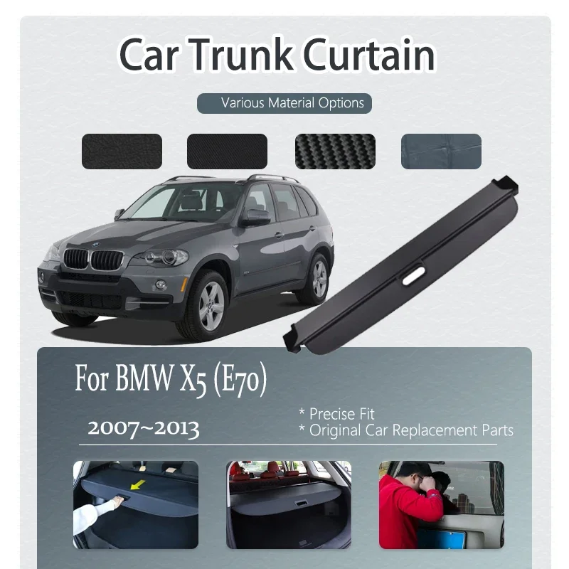 

Car Rear Trunk Curtain Covers For BMW X5 E70 2007~2013 Retractable Trunk Storage Rack Partition Shedes Auto Interior Accessories