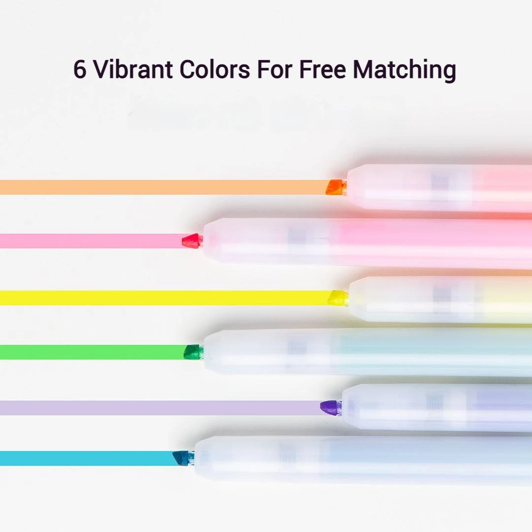 Push-button Highlighters Set, Assorted Colors - Student School Office Supplies Marker Pens