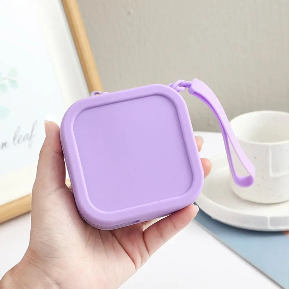 Casual Solid Color Silicone Square Coin Purse INS Waterproof Small Item Bag Portable Candy Color Earphone Storage Bag Gift