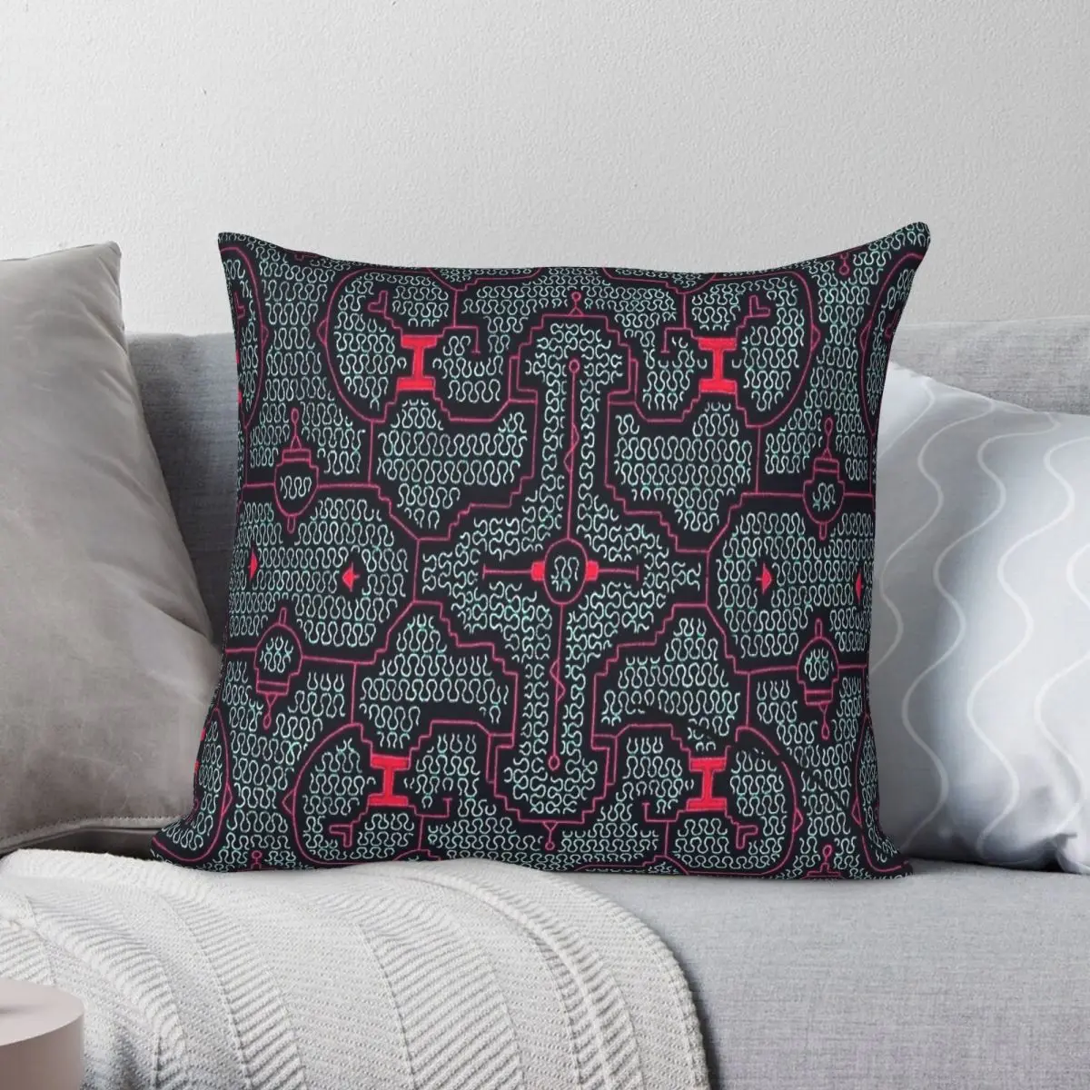 Indian Shipibo Tribal Square Pillowcase Polyester Linen Velvet Creative Zip Decor Throw Pillow Case Sofa Cushion Case