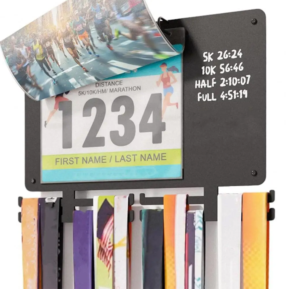 36*25cm Marathons Medal Display Rack Bib Holder Heavy Duty Multi-functional Wall Runner Running Bib Race Medal Hanger Stand