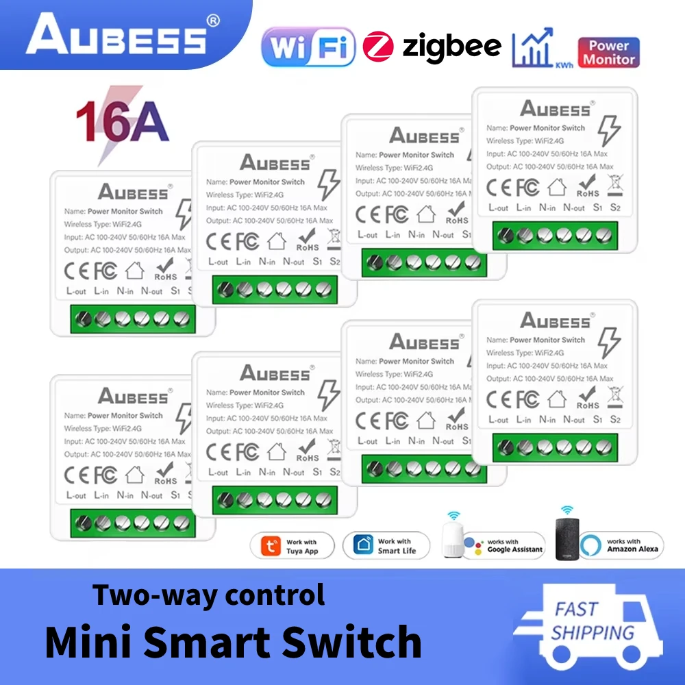 16A Tuya Wifi Zigbee Mini Smart Switch 2-way Control Timer Relay Smart life APP Smart Home Remote Control For Alexa Google Home