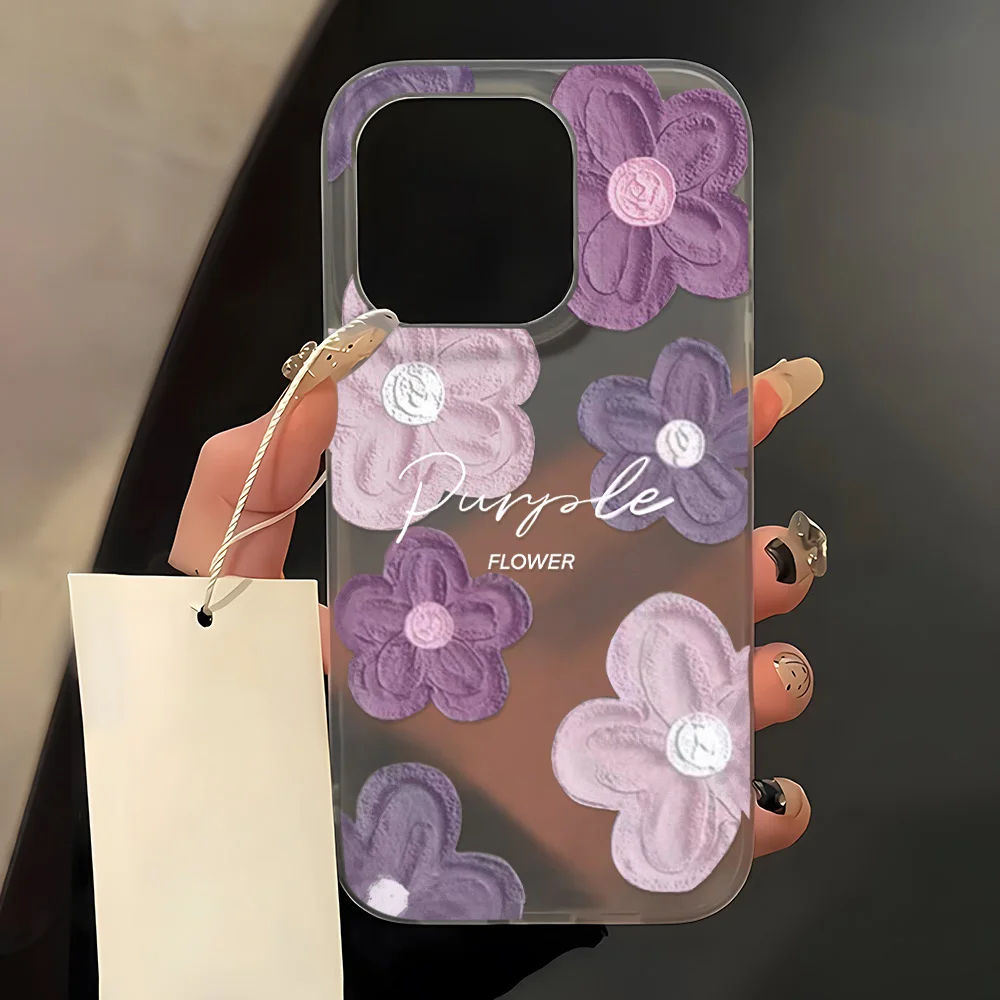 Oil Painting Flower Phone Case For iPhone 15 Pro Case iPhone 11 16 14 13 12 17 Pro Max Mini Shockproof Silicone Soft TPU Cover