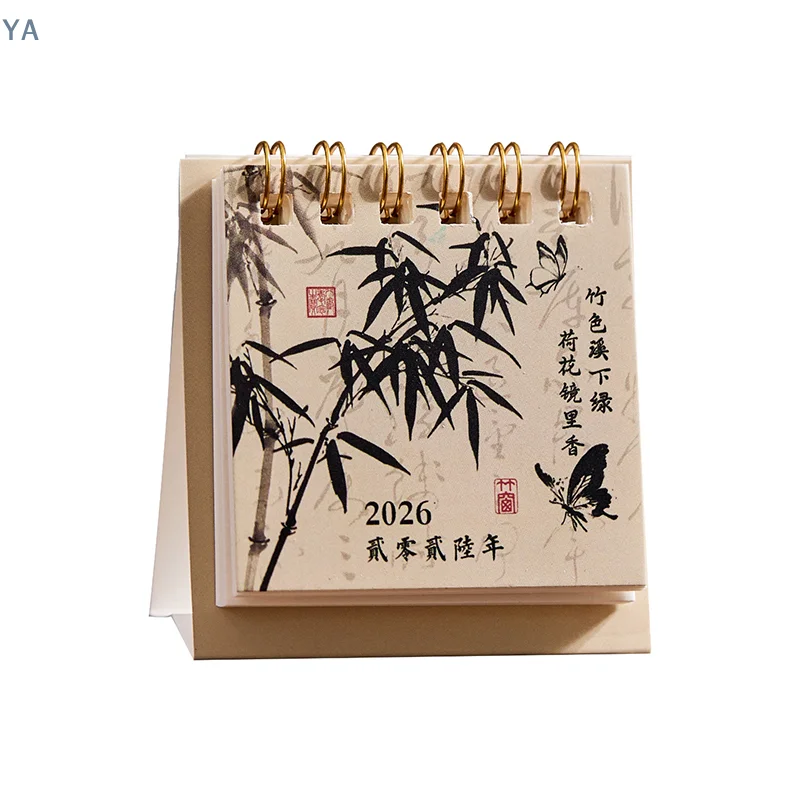 

[[L]]2026 Mini Simple Calendar Small Desk Calendar Creative Coil Calendar Planner Desktop Decoration Office Stationery