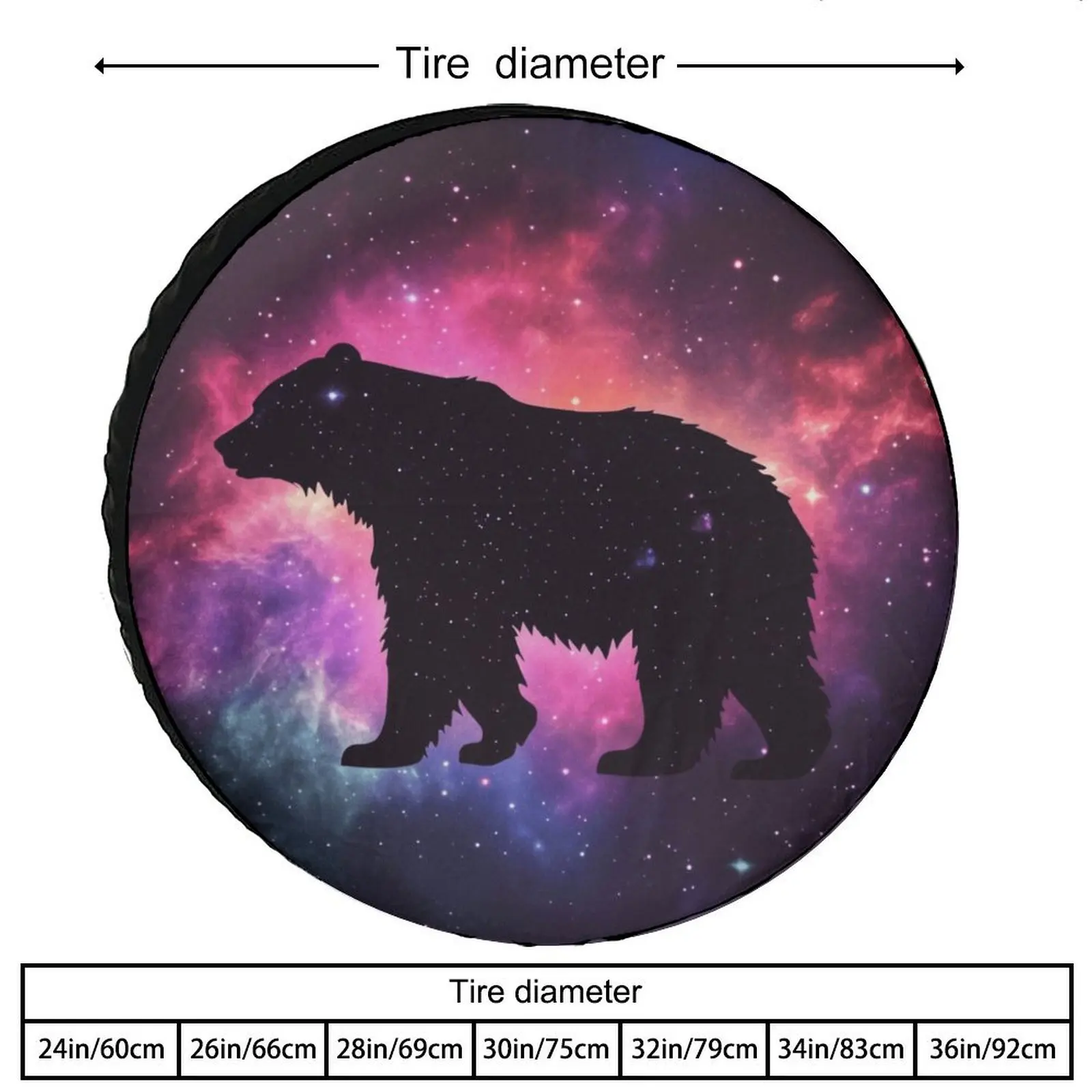 Galaxy Bear Silhouette Tire Cover Durable Waterproof Polyester Outdoor Aesthetic Spare Wheel Protector